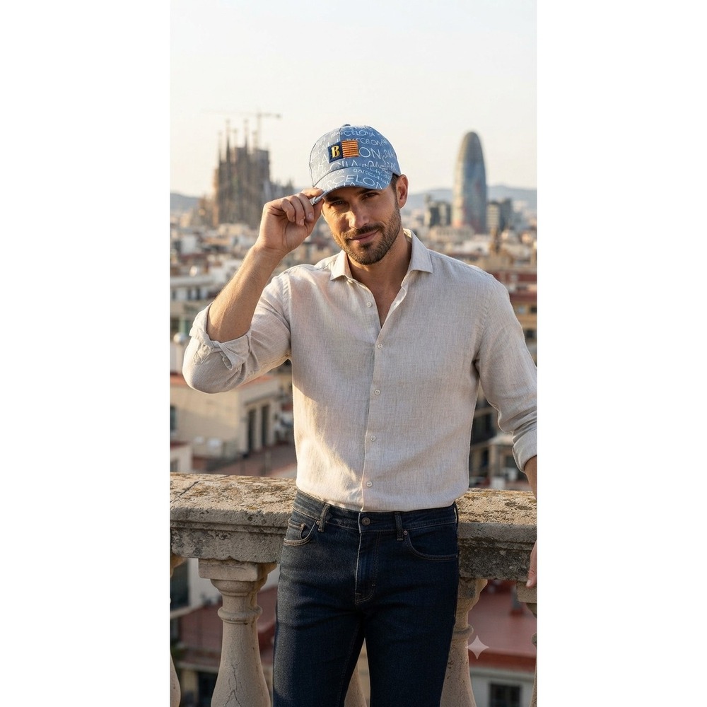 Robin Ruth Barcelona City Hat Baseball Cap Blue All Over Print Strapback Cotton